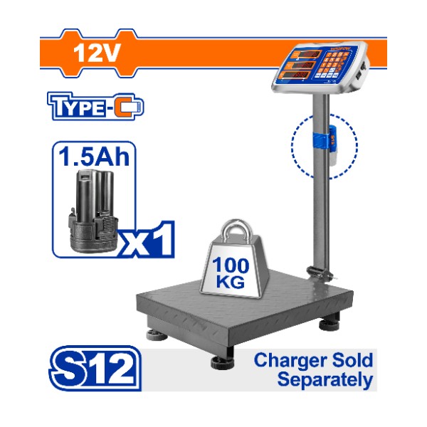 Cordless scale 12V 100kg + Battery WEC1302 Wadfow - Ghana