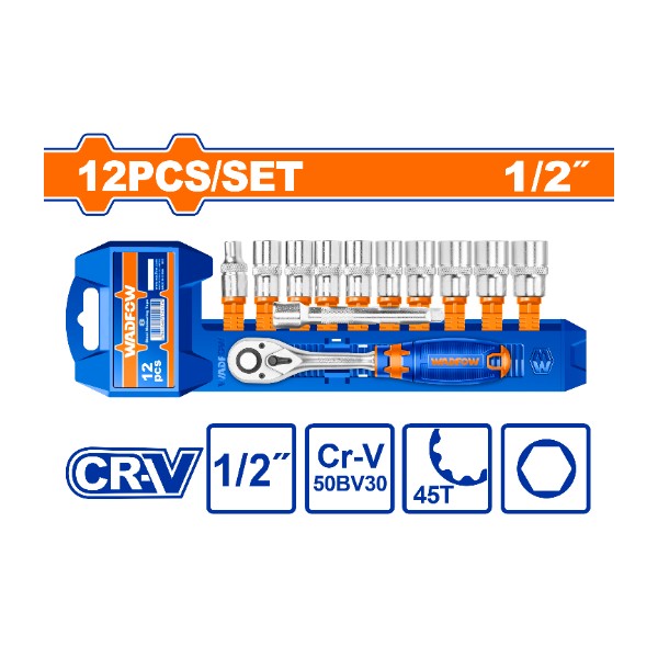 12 Pcs 1/2" socket set WST2212 Wadfow - Ghana